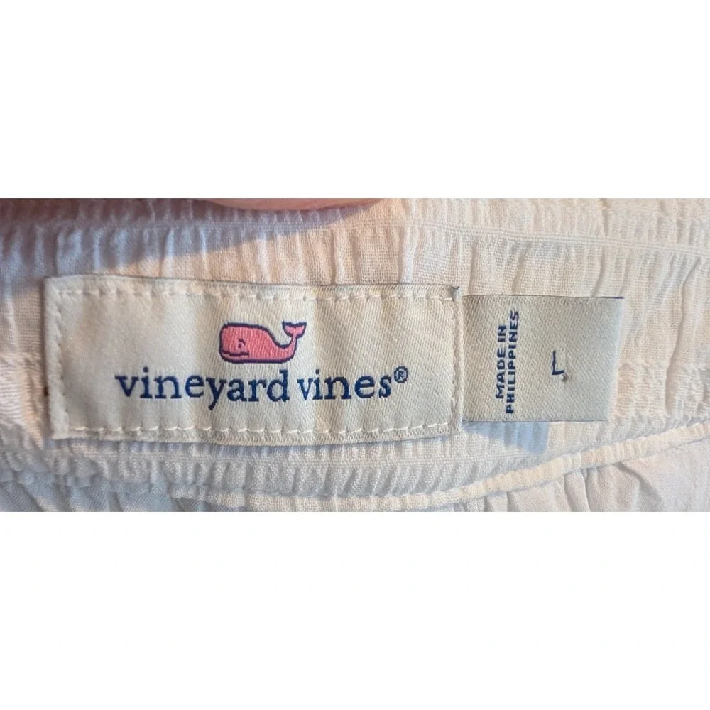 Vineyard‎ Vines St Barths Tassel Stretch White Cotton Dress Preppy Coastal Large